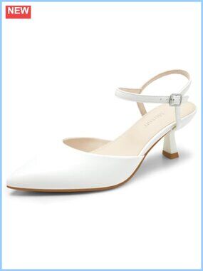 Kitten Heels Pointed Toe Ankle Strap Pumps 2.7 Inch Dress Shoes